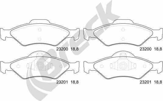 Breck 23200 00 702 00 - Гальмівні колодки, дискові гальма avtolavka.club