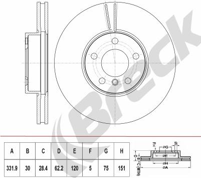 Breck BR 412 VH100 - Гальмівний диск avtolavka.club