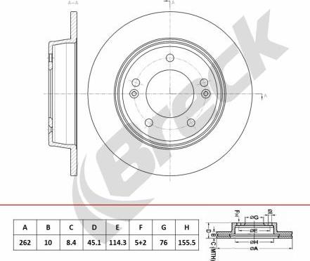 Breck BR 084 SA100 - Гальмівний диск avtolavka.club