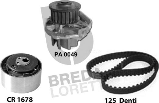 Breda Lorett KPA0165A - Водяний насос + комплект зубчатого ременя avtolavka.club