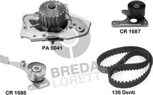 Breda Lorett KPA0116A - Водяний насос + комплект зубчатого ременя avtolavka.club