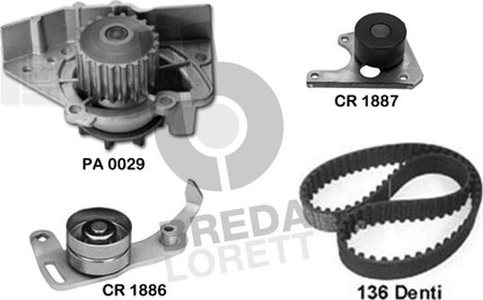 Breda Lorett KPA0123A - Водяний насос + комплект зубчатого ременя avtolavka.club