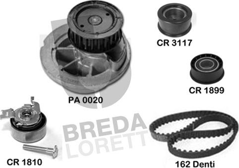 Breda Lorett KPA0365A - Водяний насос + комплект зубчатого ременя avtolavka.club