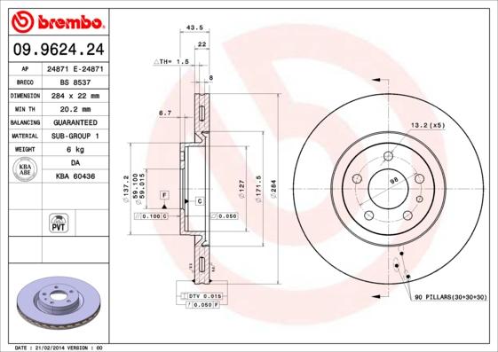 Brembo 09.9624.24 - Гальмівний диск avtolavka.club