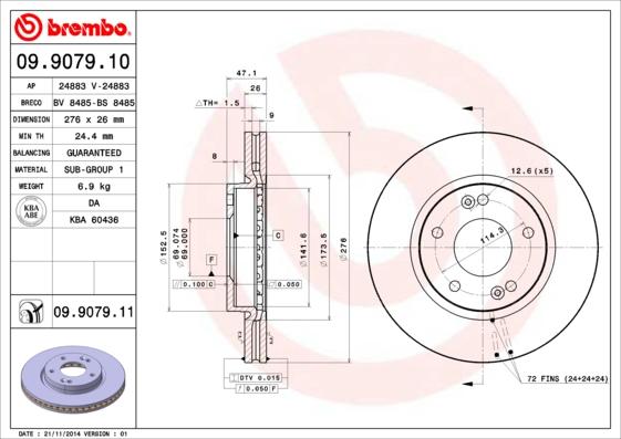 Brembo 09.9079.10 - Гальмівний диск avtolavka.club