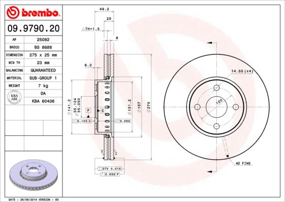 Brembo 09.9790.20 - Гальмівний диск avtolavka.club