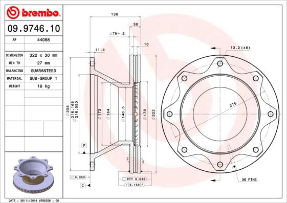 Brembo 09.9746.10 - Гальмівний диск avtolavka.club