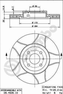 Brembo 09.4939.75 - Гальмівний диск avtolavka.club