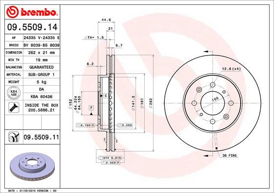 Brembo 09.5509.11 - Гальмівний диск avtolavka.club