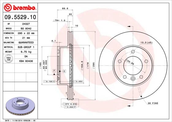 Brembo 09.5529.10 - Гальмівний диск avtolavka.club