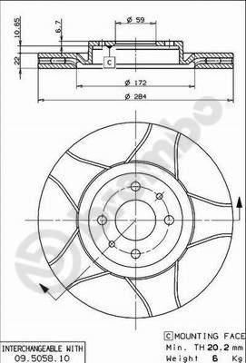 Brembo 09.5058.75 - Гальмівний диск avtolavka.club