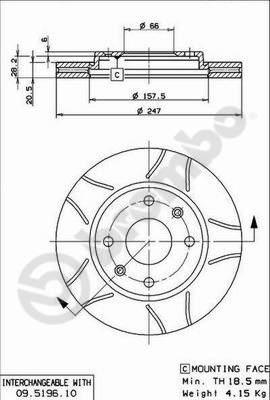 Brembo 09.5196.75 - Гальмівний диск avtolavka.club