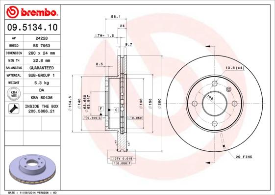 Brembo 09.5134.10 - Гальмівний диск avtolavka.club