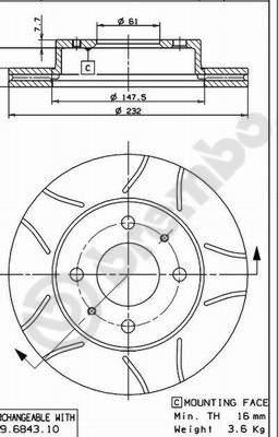 Brembo 09.6943.75 - Гальмівний диск avtolavka.club