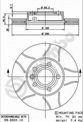 Brembo 09.6934.75 - Гальмівний диск avtolavka.club