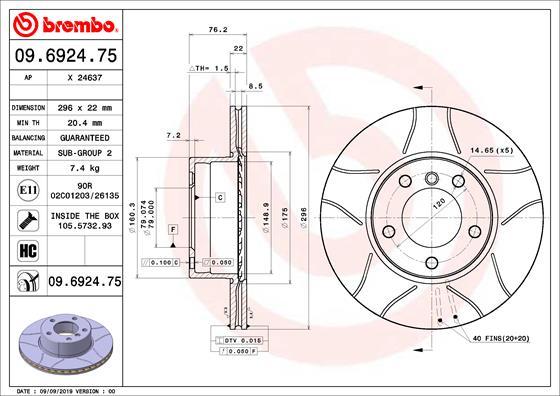 Brembo 09.6924.75 - Гальмівний диск avtolavka.club