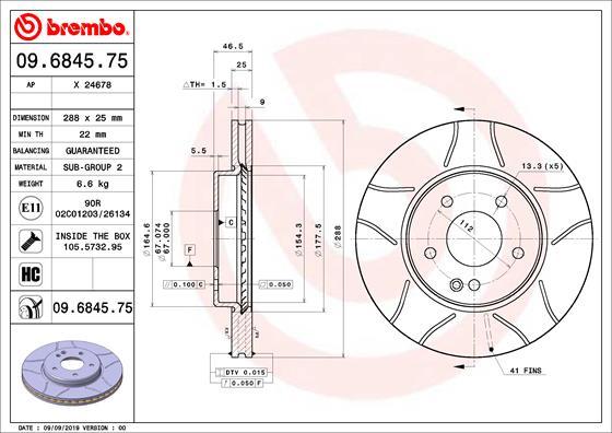 Brembo 09.6845.75 - Гальмівний диск avtolavka.club