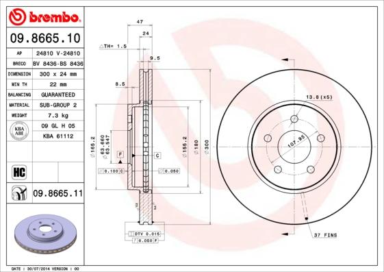 Brembo 09.8665.10 - Гальмівний диск avtolavka.club