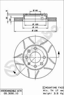 Brembo 09.3090.75 - Гальмівний диск avtolavka.club