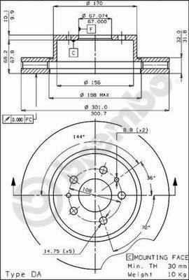 Brembo 09.3036.10 - Гальмівний диск avtolavka.club