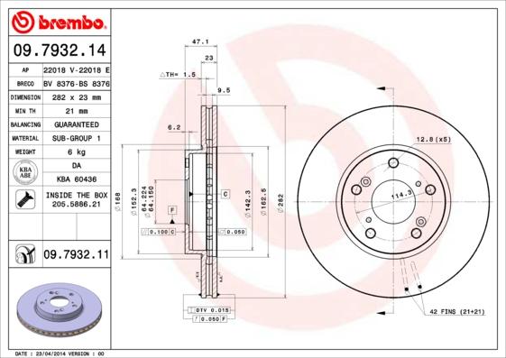 Brembo 09.7932.14 - Гальмівний диск avtolavka.club