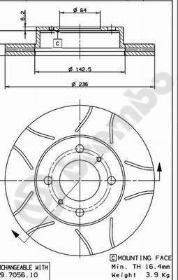 Brembo 09.7056.75 - Гальмівний диск avtolavka.club