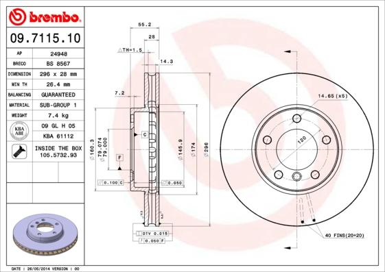 Brembo 09.7115.10 - Гальмівний диск avtolavka.club