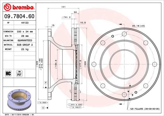 Brembo 09.7804.60 - Гальмівний диск avtolavka.club