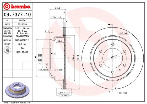 Brembo 09.7377.10 - Гальмівний диск avtolavka.club