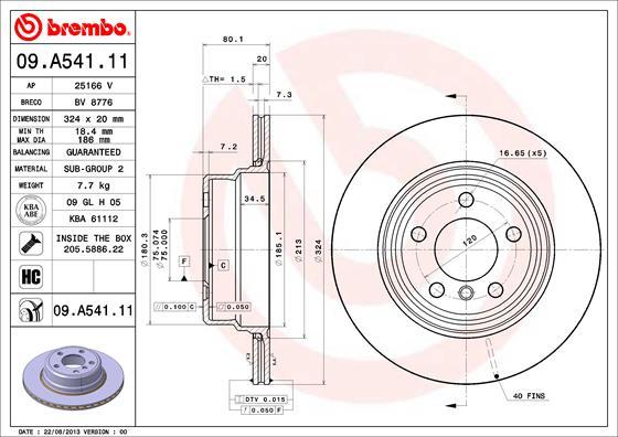 Brembo 09.A541.11 - Гальмівний диск avtolavka.club