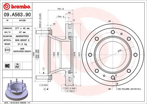 Brembo 09.A563.90 - Гальмівний диск avtolavka.club