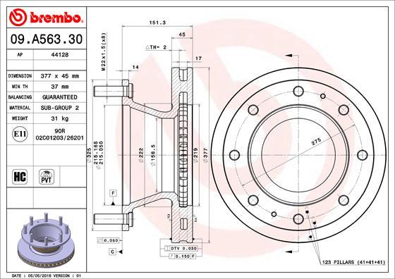 Brembo 09.A563.30 - Гальмівний диск avtolavka.club