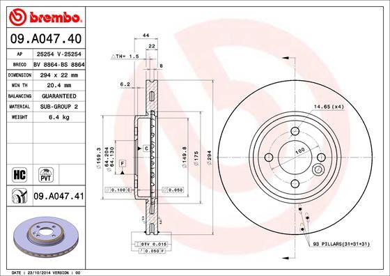 Brembo 09.A047.40 - Гальмівний диск avtolavka.club