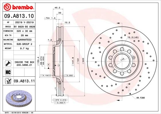 Brembo 09.A813.11 - Гальмівний диск avtolavka.club