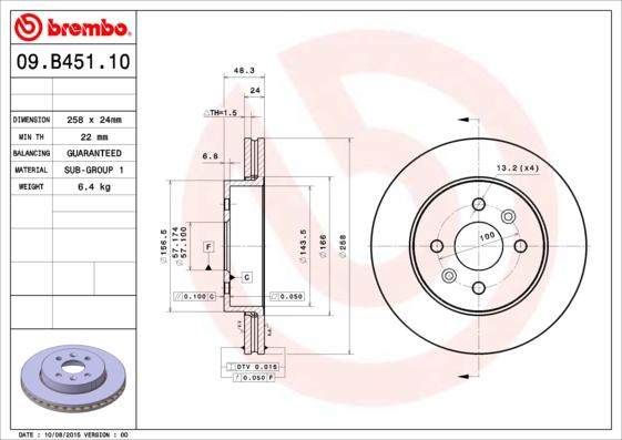 Brembo 09.B451.10 - Гальмівний диск avtolavka.club