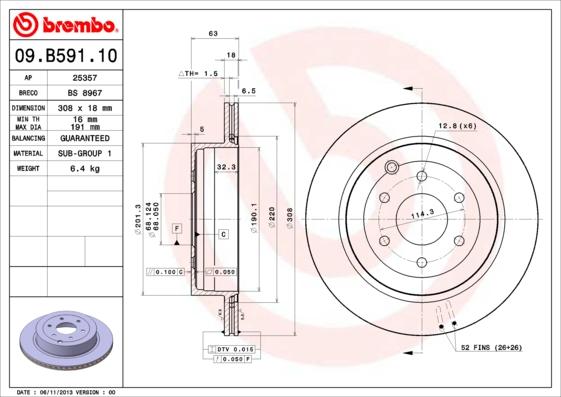 Brembo 09.B591.10 - Гальмівний диск avtolavka.club