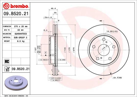 Brembo 09.B520.21 - Гальмівний диск avtolavka.club