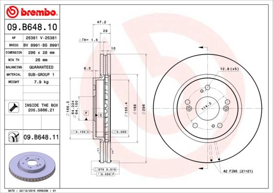 Brembo 09.B648.10 - Гальмівний диск avtolavka.club