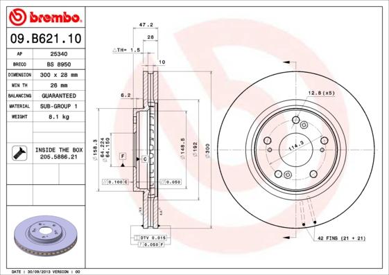 Brembo 09.B621.10 - Гальмівний диск avtolavka.club