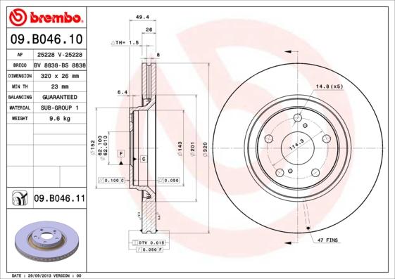 Brembo 09.B046.11 - Гальмівний диск avtolavka.club