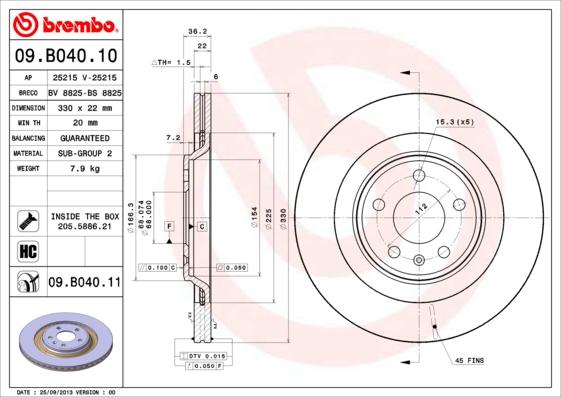 Brembo 09.B040.10 - Гальмівний диск avtolavka.club