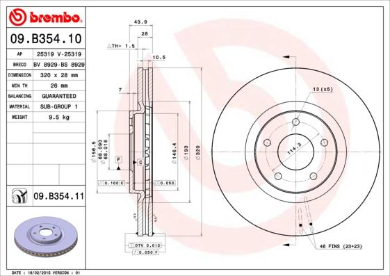 Brembo 09.B354.10 - Гальмівний диск avtolavka.club