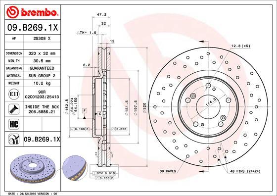 Brembo 09.B269.1X - Гальмівний диск avtolavka.club