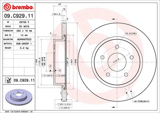 Brembo 09.C929.11 - Гальмівний диск avtolavka.club