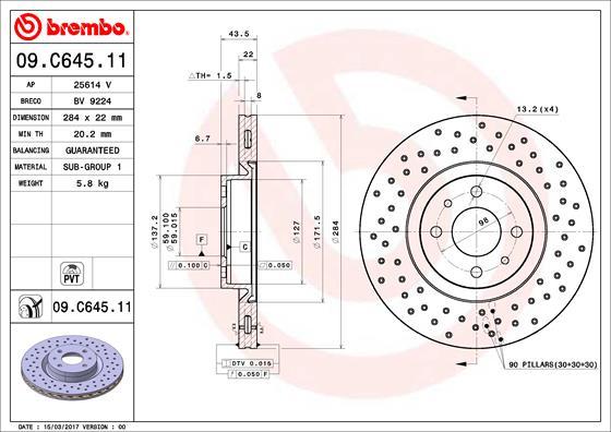 Brembo 09.C645.11 - Гальмівний диск avtolavka.club