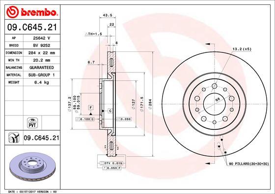 Brembo 09.C645.21 - Гальмівний диск avtolavka.club