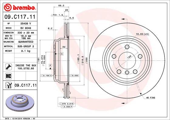 Brembo 09.C117.11 - Гальмівний диск avtolavka.club