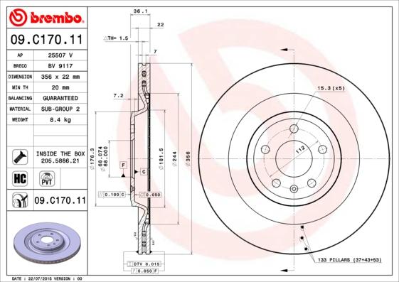 Brembo 09.C170.11 - Гальмівний диск avtolavka.club