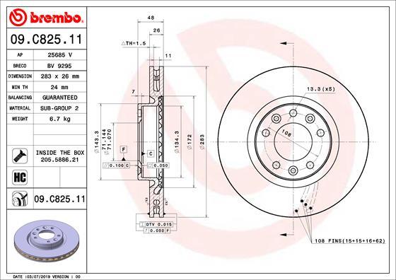 Brembo 09.C825.11 - Гальмівний диск avtolavka.club