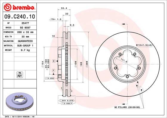 Brembo 09.C240.10 - Гальмівний диск avtolavka.club